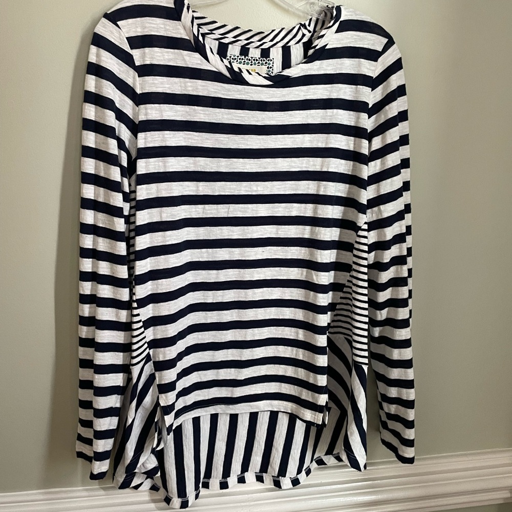 Anthropologie Maeve, blue and white striped T